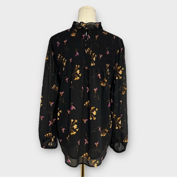 - NWT Madewell Georgette Ruffle-Collar Smocked Top in Falling Freesias B… - Picture 8 of 14